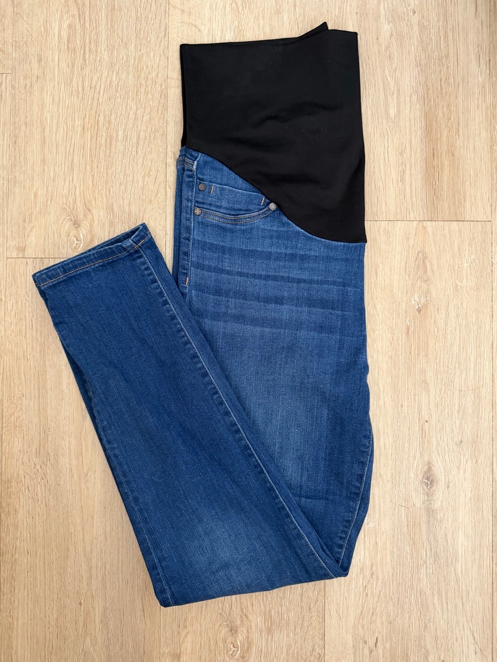 Liverpool Blue Denim Maternity Jeans with Black Waist Panel